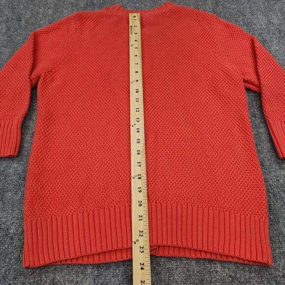 LL Bean Sweater Womens Large Pink Coral Chunky Knit Button Down Cozy Cardigan - Picture 4 of 14